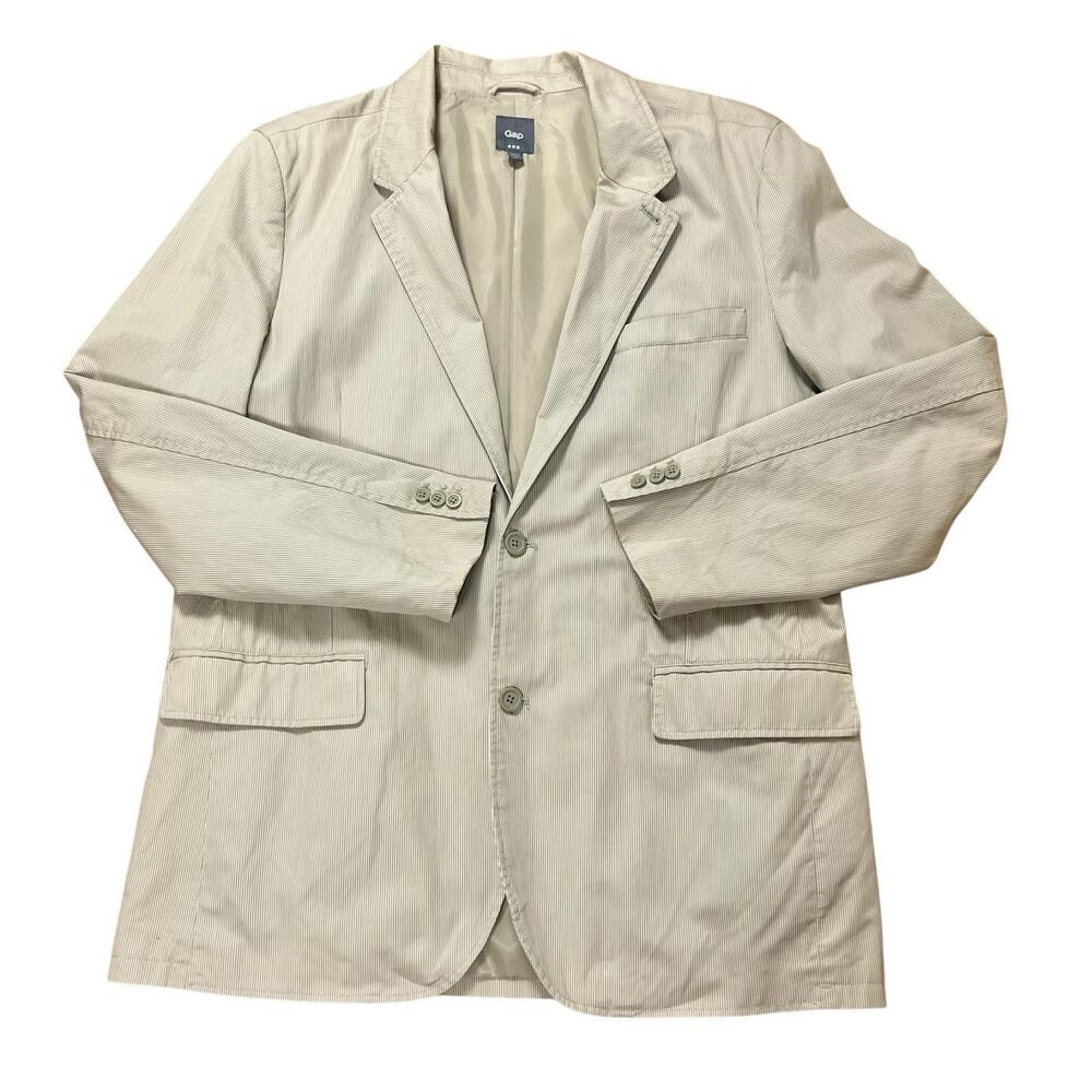 Gap Tan Striped Blazer Mens Size XXL Jacket Sport Coat Cotton Twill Preppy Light